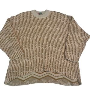 Free People Beach Oversized Grandpa Sweater XL Womens Tan Blush Pullover Crew